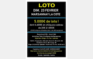 Prochain loto du club 23 février à Marsannay