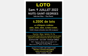 Notre prochain loto le 9 juillet 2022 à Nuits-Saint-Georges