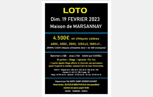 Notre prochain loto 19 février à Marsannay la Côte