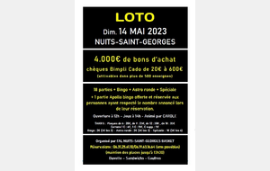 Prochain loto du club 14 mai à NUITS ST GEORGES