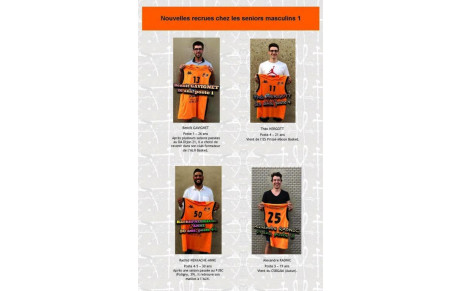 Seniors masculins 1 : nouvelles recrues