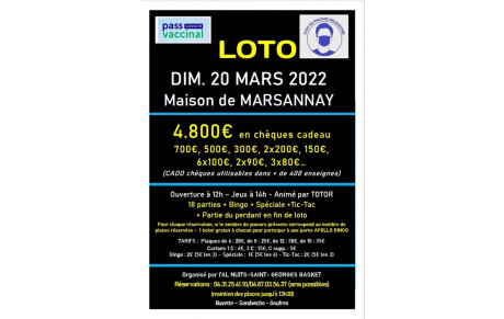 Prochain loto du club 20 mars 2022