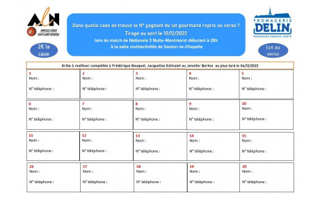 Grille de Noël - Numéro gagnant : 16